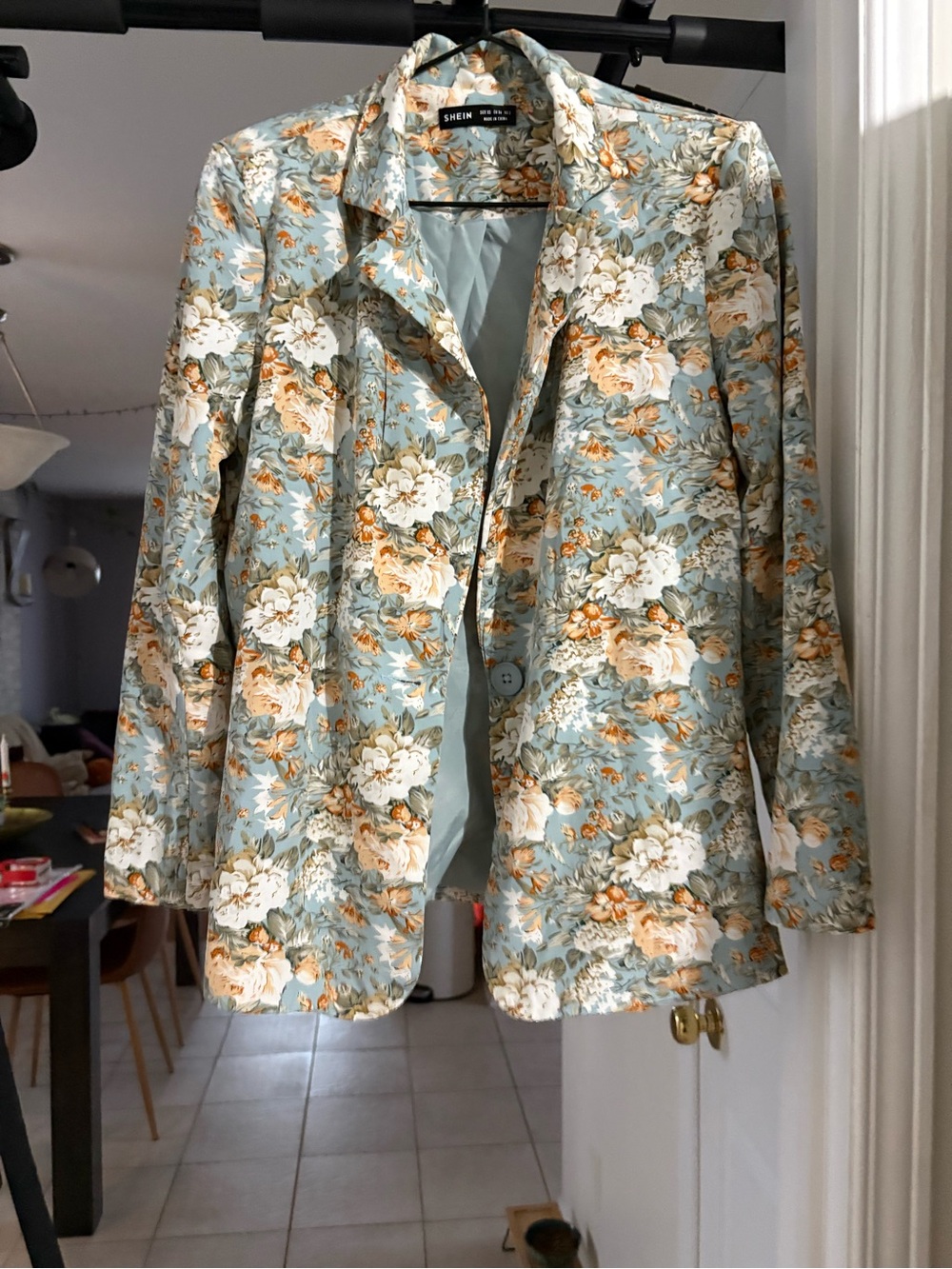 SHEIN Sage Green Floral Blazer Jacket